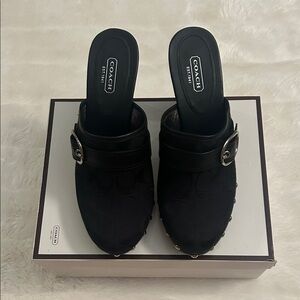 Coach Black Women's Mules with Buckle Detail